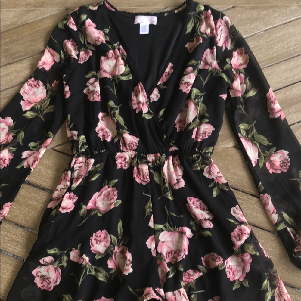 (Sold) Band of Gypsies Long Sleeve Romper Black - Picture 4 of 8